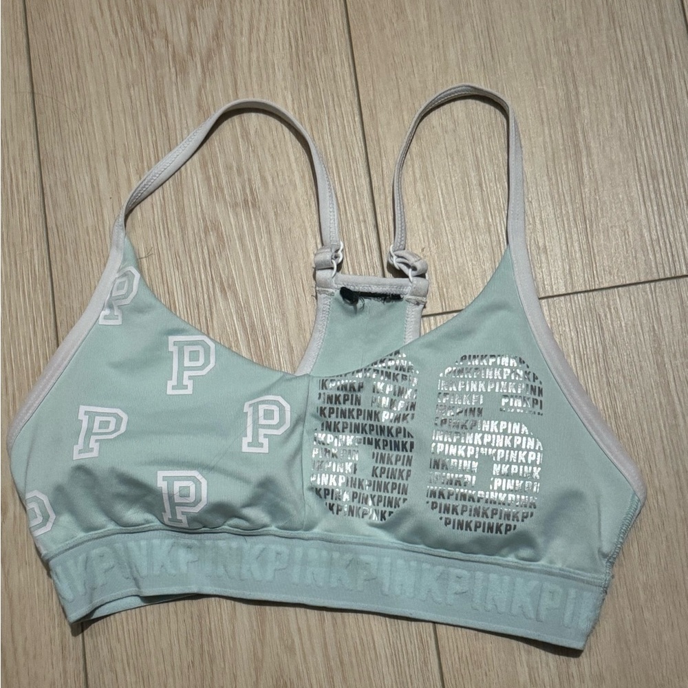 Pink mint sports bra
